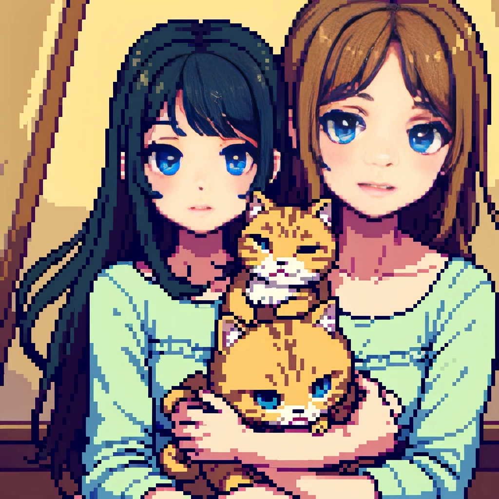 A beautiful young girl,  and delicate, gently embracing a fluffy cat, their eyes locked in a tender moment, 1girl, cat, cute, peaceful, serene, intricate details, soft lighting, pastel colors, dreamlike, whimsical, ethereal, ornate frame, masterpiece, photorealistic, 8k, high quality