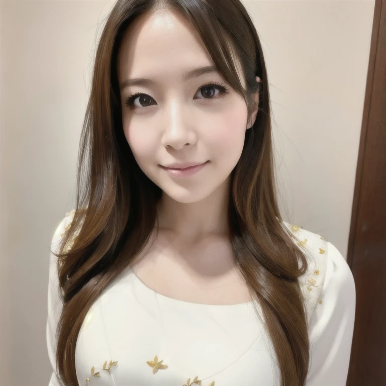 ((masterpiece,photorealistic:1.2)), ((Highest quality, 8K,ultra high-resolution:1.2)), accurate and detailed,(1girl:1.2),(solo), (complete anatomy:1.2), Japanese beauty, very beautiful facial features,( detailed beautiful face:1.2), (detailed beautiful eyes:1.5), attractive appearance, white and translucent skin, large and beautiful eyes, slim and perfect proportions, looking directly at the camera, dainty facial structure,downturned eyes, amused smile