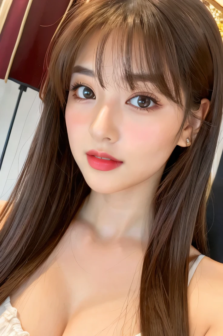 (((8k,Very detailed,Attention to detail、highest quality,masterpiece,Attention to detail))),RAW Photos & Realistic atmosphere,Beautiful dark eyes,Glossy lips,beautiful黒い Eyes,White skin、Her deep black eyes are very beautiful,Very beautiful face,Very beautiful face、Vibrant, Red face,beautiful, Glowing Lips,beautiful Eyebrows,Infinite Reality, Realistic Young Gravure Idol,Very cute woman , Young Gravure Idol, Young Gravure Idol, とても美しくてかわいいbeautiful 21 year old beauty,Incredibly beautiful and elegant,beautiful 21 year old beauty,Natural soft light,(Shiny Hair,,beautiful and kind eyes:1.5),Gentle features,Shapely breasts,Long Hair,beautiful posture,No makeup,let me'Looking at the camera,shirt,Japanese women,