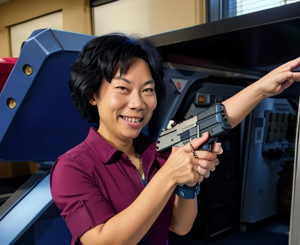 Amy Wong holding Machine Handgun on Jacksonville 