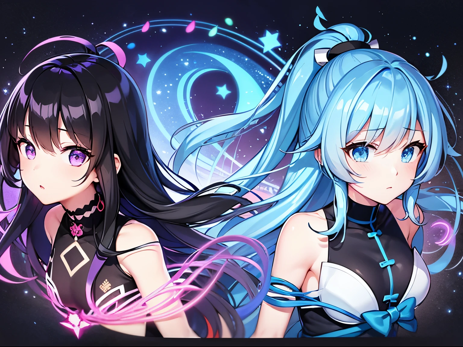 このAvatarは黒い背景に基づいています。At the center, There is a musical symbol made up of delicate notes., Expressing beautiful curves and a sense of flow。These notes form a visually dynamic musical waveform., It seems to rise and fall in time with the rhythm of the melody.。The color of the note、Can be soft blue and purple, highlight《Avatar》Artistic sense。, Consideration of others, Small star-shaped musical symbols are scattered throughout, The overall design is simple and artistic., tonalism, Character Sheet, Kilo, , 16k