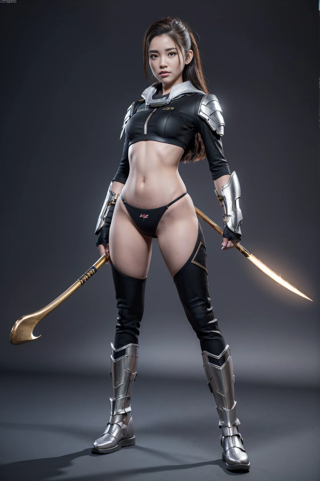 ((Full body photo,standing, feet on the ground)) Game character standing drawing design,Hell monsters,short,Strong limbuscle explosions,Covered with scales and barbs,cunning,shadowy,uncanny,terroral,scythe,Fighting posture,(full bodyesbian:1.4),with black background,clean backdrop,depth of fields,high light,Real light,Ray traching,OC renderer,UE5 renderer,Hyper-realistic,best qualtiy,8K,Works of masters,super-fine,Detailed pubic hair,Correct anatomy,