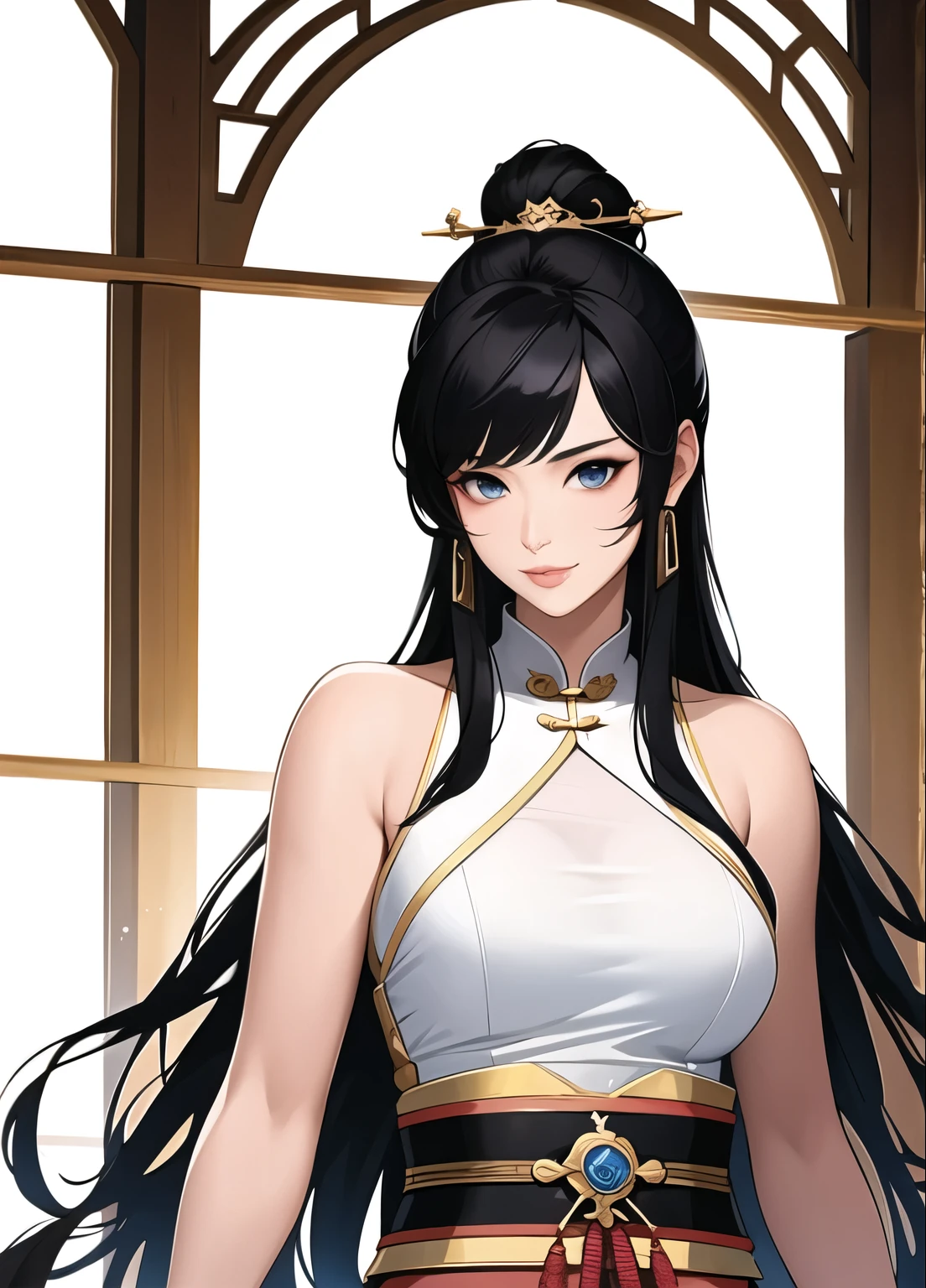 (masterpiece, best quality:1.2), ink Wuxia, solo,upper body,long hair,lips