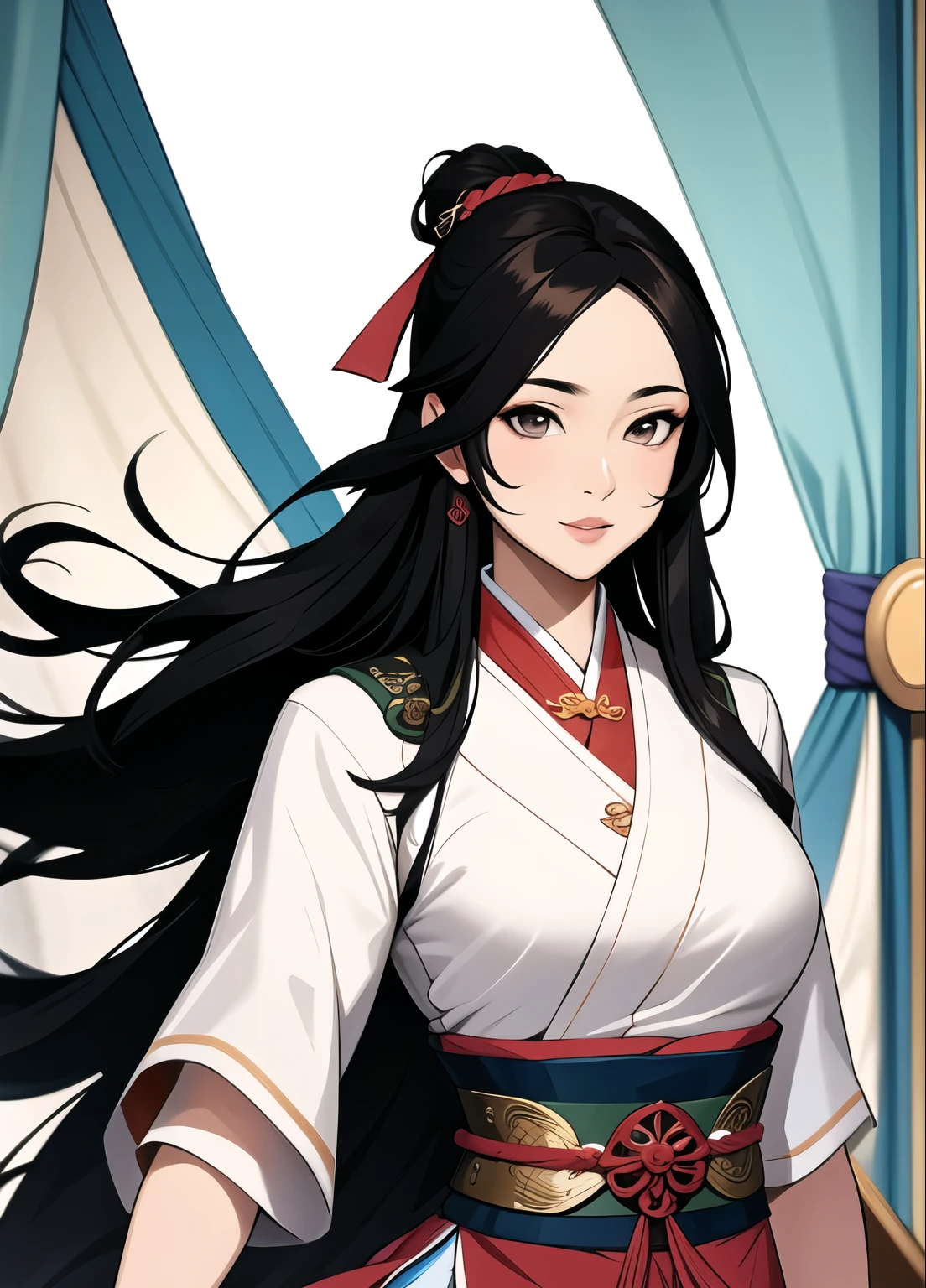 (masterpiece, best quality:1.2), ink Wuxia, solo,upper body,long hair,lips
