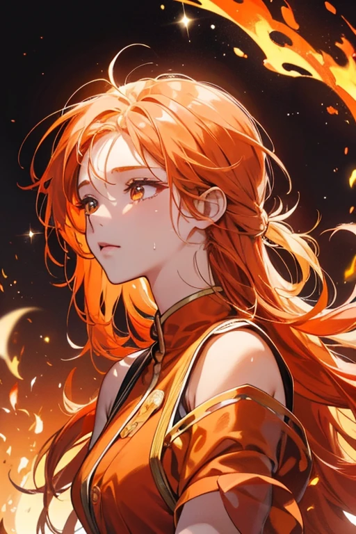 Acchitchi has an orange body, with red and yellow fire-like hair. she has white sweat droplets running down her head. she has red cheeks, and her eyes, which have brown irises in the anime, are usually closed.  SPARKLE; GLITTER