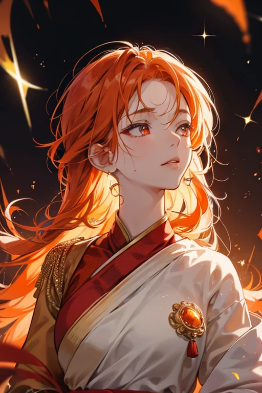 Acchitchi has an orange body, with red and yellow fire-like hair. she has white sweat droplets running down her head. she has red cheeks, and her eyes, which have brown irises in the anime, are usually closed. SPARKLE; GLITTER