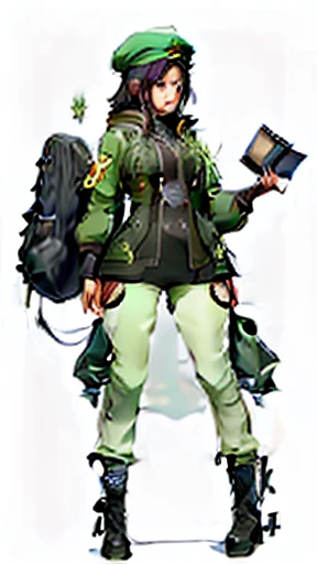 a close up of a drawing of a woman in a green jacket and hat, eldritch lovecraftian secretary, clear outfit design, new costume concept design, outfit design, ornate dark green clothing, eldritch journalist, female outfit, eldritch color scheme, tattered green dress, eldritch goddess, dressed like a cleric