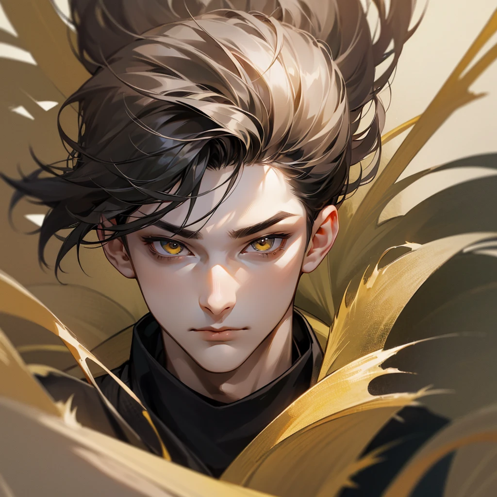 high quality, detailed, 
young man , 4K UHD, super detail, best quality, detailed eyes, masterpiece, high quality, detailed
,young man,27years old, masterpiece, detailed eyes, hyper detailed, best quality, 4K UHD, ultra detailed, super detail,black haircut,yellow eyes , quiet expression face,sharp eyes,black clothes,high resolutions,modern clothes ,casual outfit