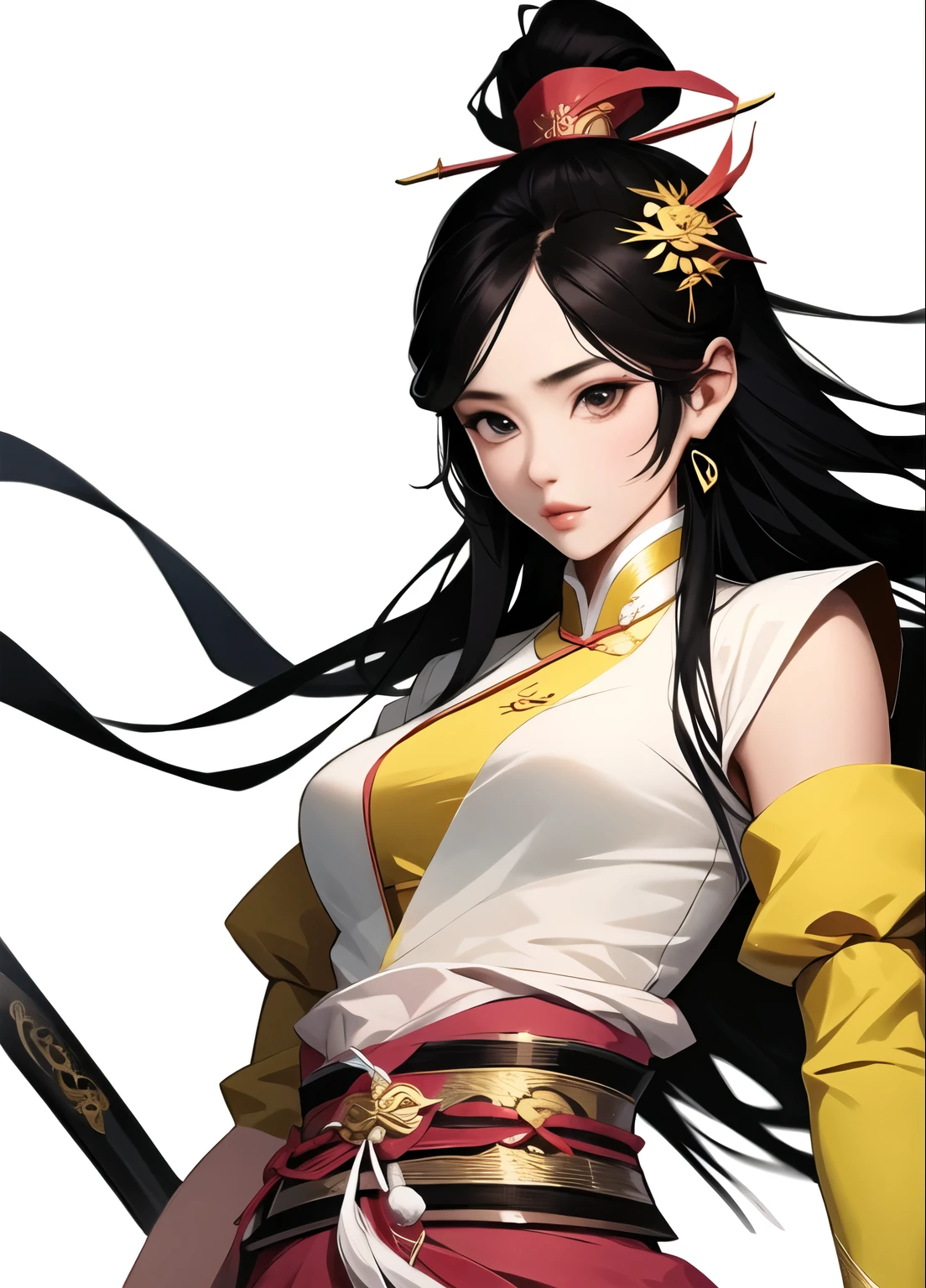 (masterpiece, best quality:1.2), ink Wuxia, solo,upper body,long hair,lips