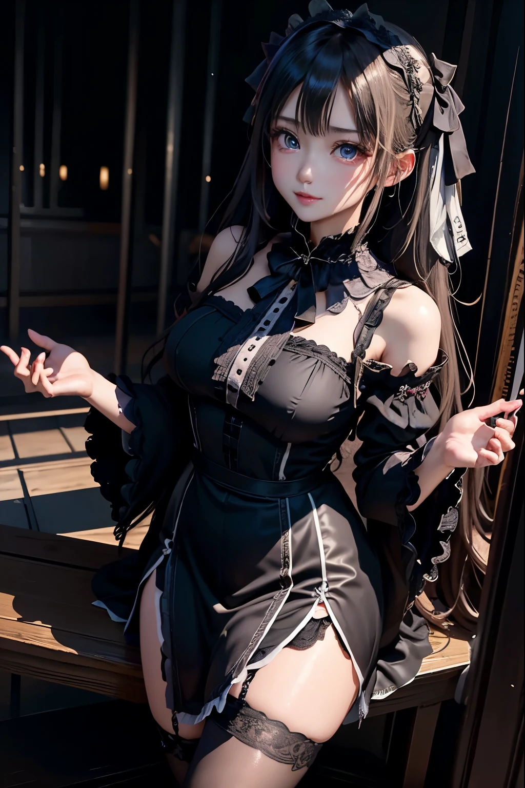 ハードDark Gothicメイク、Deep Night Sky、Horror、Black dark eyeshadow、cry、sad、Good skin radiance、Dark Gothicメイク、Dark smile、palace、The beauty of fragrance、24-years-old、Expressions of intense sexual pleasure、Embarrassed look、Dark Gothic、Obscene language、highest quality、Drunk face、紫のMaid clothes、Mysterious、Noble、sexy、Loving smile、Twin tail hair、Right blue eye, Left eye is red、Platform Heel Shoes、Heavy makeup、Gothic ta Clothing、A little slimmer、Silver Hair、Long Hair Straight Hair、Cute Gothic Loliress、Beautiful Face、elegant features、Fascinating face、Stained glassが背景、Chest glistening with sweat、The room is dark、gothic long dress、Bell Sleeves、Wizard Sleeve、Decadent look、Sexually excited expression、Glossy thighs wet with water、Thighs that are wet and shiny with oil、Background of a room full of roses、sad表情、The embroidery is pink、The dress has pink embroidery、Thigh-high socks、Knee-high socks、Gentle expression、Dark black eyeshadow、Stained glassと薔薇背景、Female Duo、Female couple、dark church background、Stained glass、Black metal world、Dark Castle、Dark Room、Slender body、gothic long dresaid clothes、Victorian dresses、Her thighs glisten with sweat、My body is wet and shiny、Lots of glitter on the thighs、sweating、My thighs are sticky from sweating、Sweat glistens on the thighs, The whole body is sweaty and shiny、Quite sweaty、My thighs are sweaty、My thighs are so wet、My thighs are shining with sweat、A lot of sweat glistens all over the body、The thighs are the best、Small breasts、Playing guitar、Singing while playing the guitar、les paul guitar、Holding a guitar、Playing in a band、Playing guitar chords、Practicing guitar、Sing a song、Embodying the guitar、Decorate your guitar、An enthusiastic live music venue、Splendid stage、Dynamic Angle、レスポールHolding a guitar、upright、Are standing、