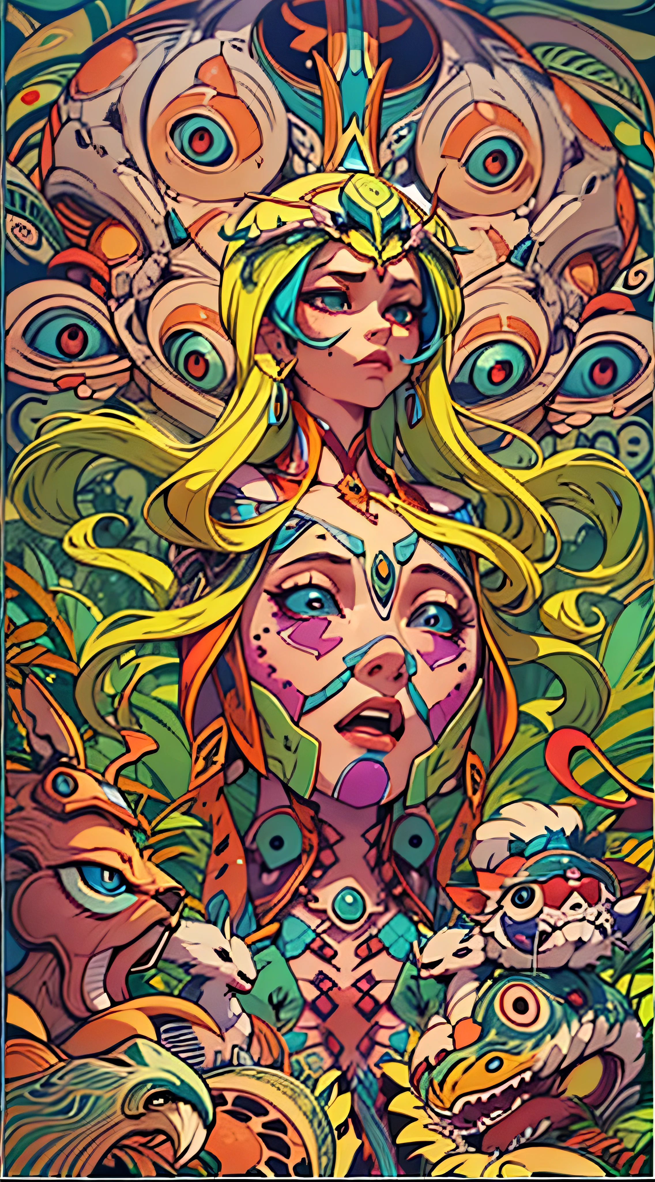 Biopunk psychedelic sex, erotic surrealism, nsfw, lsd trip, trippy sex, acid trip, colorful, (multiple women, busty women:1.3), 