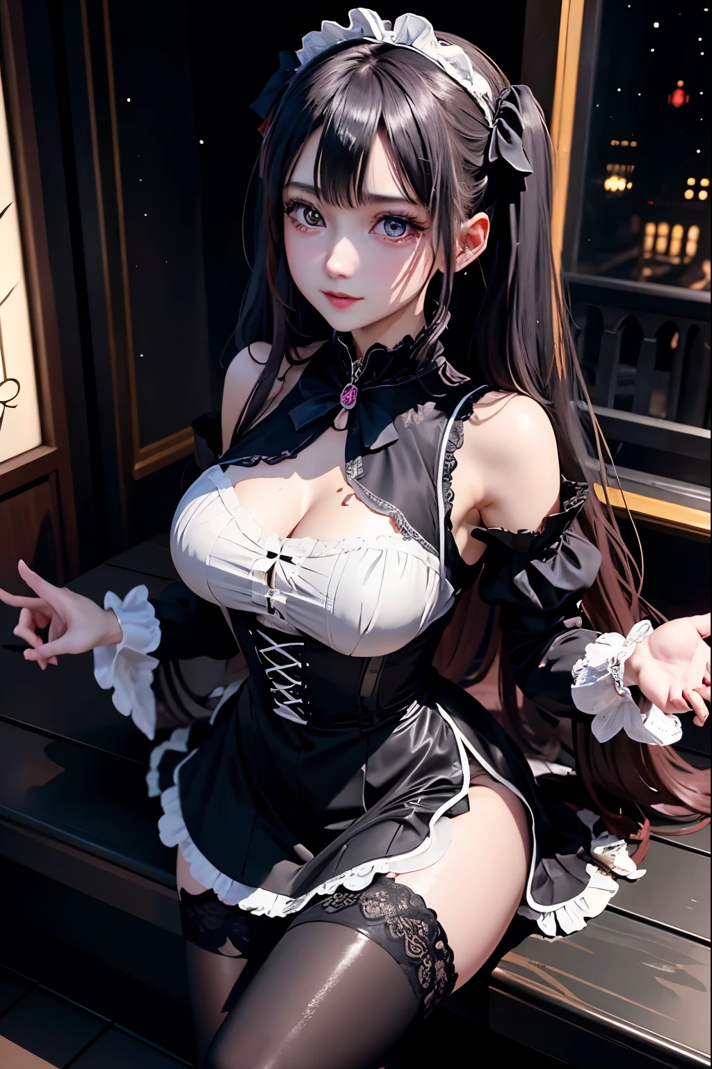ハードDark Gothicメイク、Deep Night Sky、Horror、Black dark eyeshadow、cry、sad、Good skin radiance、Dark Gothicメイク、Dark smile、palace、The beauty of fragrance、24-years-old、Expressions of intense sexual pleasure、Embarrassed look、Dark Gothic、Obscene language、highest quality、Drunk face、紫のMaid clothes、Mysterious、Noble、sexy、Loving smile、Twin tail hair、Right blue eye, Left eye is red、Platform Heel Shoes、Heavy makeup、Gothic Lolita Clothing、A little slimmer、Silver Hair、Long Hair Straight Hair、Cute Gothic Lolita Dress、Beautiful Face、elegant features、Fascinating face、Stained glassが背景、Chest glistening with sweat、The room is dark、gothic long dress、Bell Sleeves、Wizard Sleeve、Decadent look、Sexually excited expression、Glossy thighs wet with water、Thighs that are wet and shiny with oil、Background of a room full of roses、sad表情、The embroidery is pink、The dress has pink embroidery、Thigh-high socks、Knee-high socks、Gentle expression、Dark black eyeshadow、Stained glassと薔薇背景、Female Duo、Female couple、dark church background、Stained glass、Black metal world、Dark Castle、Dark Room、Slender body、gothic long dresaid clothes、Victorian dresses、Her thighs glisten with sweat、My body is wet and shiny、Lots of glitter on the thighs、sweating、My thighs are sticky from sweating、Sweat glistens on the thighs, The whole body is sweaty and shiny、Quite sweaty、My thighs are sweaty、My thighs are so wet、My thighs are shining with sweat、A lot of sweat glistens all over the body、The thighs are the best、Small breasts、Playing guitar、Singing while playing the guitar、les paul guitar、Holding a guitar、Playing in a band、Playing guitar chords、Practicing guitar、Sing a song、Embodying the guitar、Decorate your guitar、An enthusiastic live music venue、Splendid stage、Dynamic Angle、レスポールHolding a guitar、upright、Are standing、