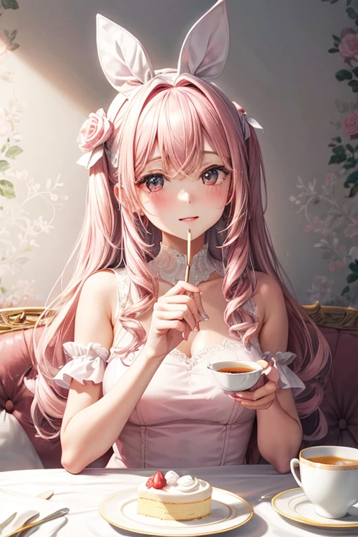 coquette,soft pink,white,wallpaper,not human,tea party,cake