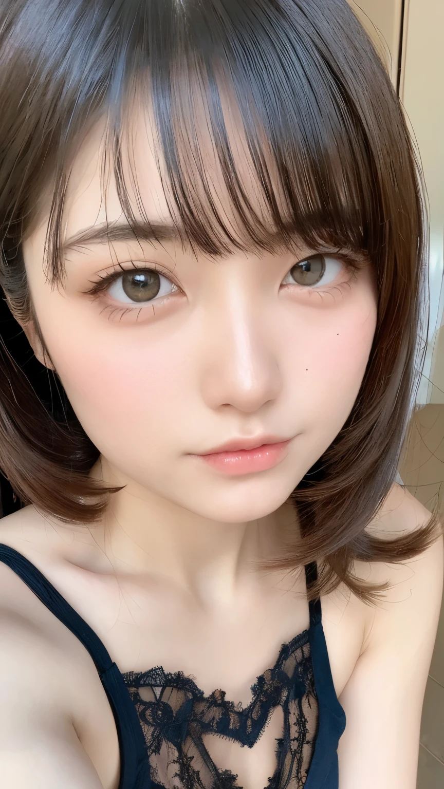 see through,Beautiful and fair、Radiant Skin, 3 Up, Gorgeous, bright, Refreshing and gentle expression, Perfect beautiful face、Beautiful shiny bangs, A very beautiful girl, Eyeliner, Very perfect eyes,Very large breasts,Grooves reveal original skin,Muscular body,Lace suspenders