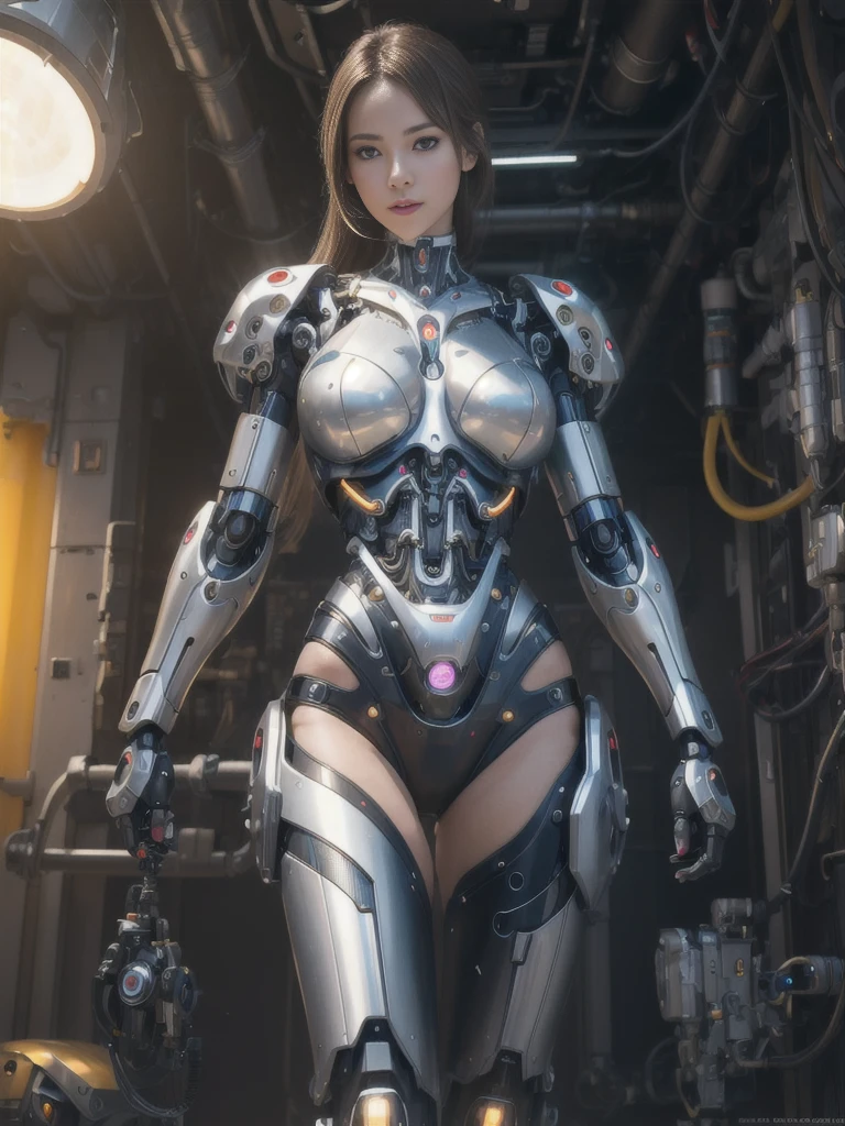 (masterpiece, best quality:1.2), 1girl, solo, Ultra High Resolution, ((Photorealistic: 1.4), 1 Cyborg Girl, Glowing Skin, 1 Mechanical Girl), ((Ultra Realistic Details)). Arafed woman in a futuristic suit standing in a room, cyborg girl, beautiful cyborg girl, girl in mecha cybernetic armor, cyborg - girl, beautiful white cyborg girl, cute cyborg girl, beautiful and seductive female cyborg, beautiful cyborg girl, perfect anime Cyborg woman, Cyborg woman, cyborg girl, perfect cyborg woman, cyborg fashion model. beautiful bare legs, perfect female legs, view of her crotch, small bright LED lamps, global illumination, deep shadows, Octane Rendering, 8K, Ultra Sharp, realistic light, facing the camera, neon details, (In the forest, hot summer,).