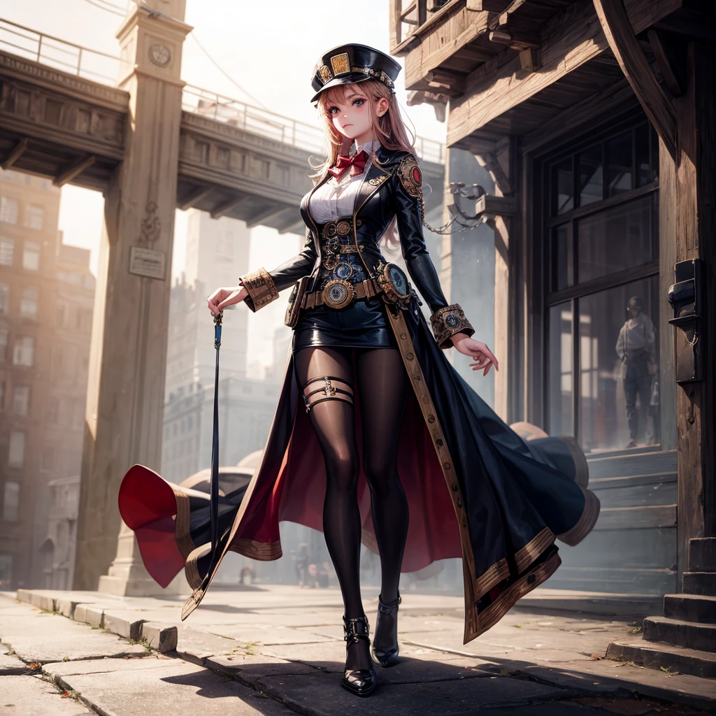 Imagine a steampunk girl, fullbody image, high definition, high quality, detailed artistic photography, hipereallistic, beauty, simetric