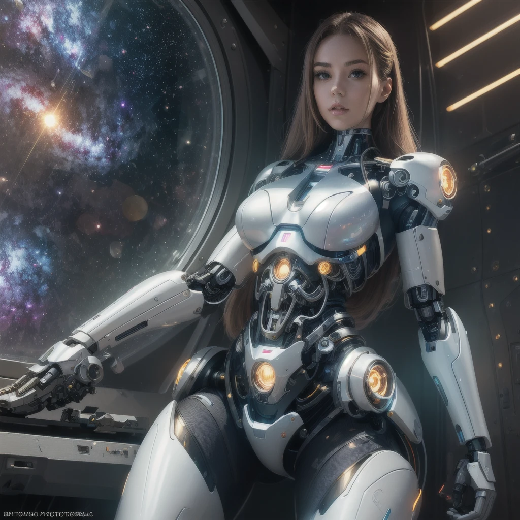 (masterpiece, best quality:1.2), 1girl, solo, Ultra High Resolution, ((Photorealistic: 1.4), 1 Cyborg Girl, Glowing Skin, 1 Mechanical Girl), ((Ultra Realistic Details)). Arafed woman in a futuristic suit standing in a room., cyborg girl, beautiful cyborg girl, girl in mecha cybernetic armor, cyborg - girl, beautiful white cyborg girl, cute cyborg girl, beautiful and seductive female cyborg, beautiful cyborg girl, perfect anime Cyborg woman, Cyborg woman, cyborg girl, perfect cyborg woman, cyborg fashion model. beautiful bare legs, perfect female legs, view of her crotch, small bright LED lamps, global illumination, deep shadows, Octane Rendering, 8K, Ultra Sharp, realistic light, facing the camera, neon details, (In the forest, hot summer,). ((colorful galaxy background, glass window)) ((colorful galaxy background, glass window))