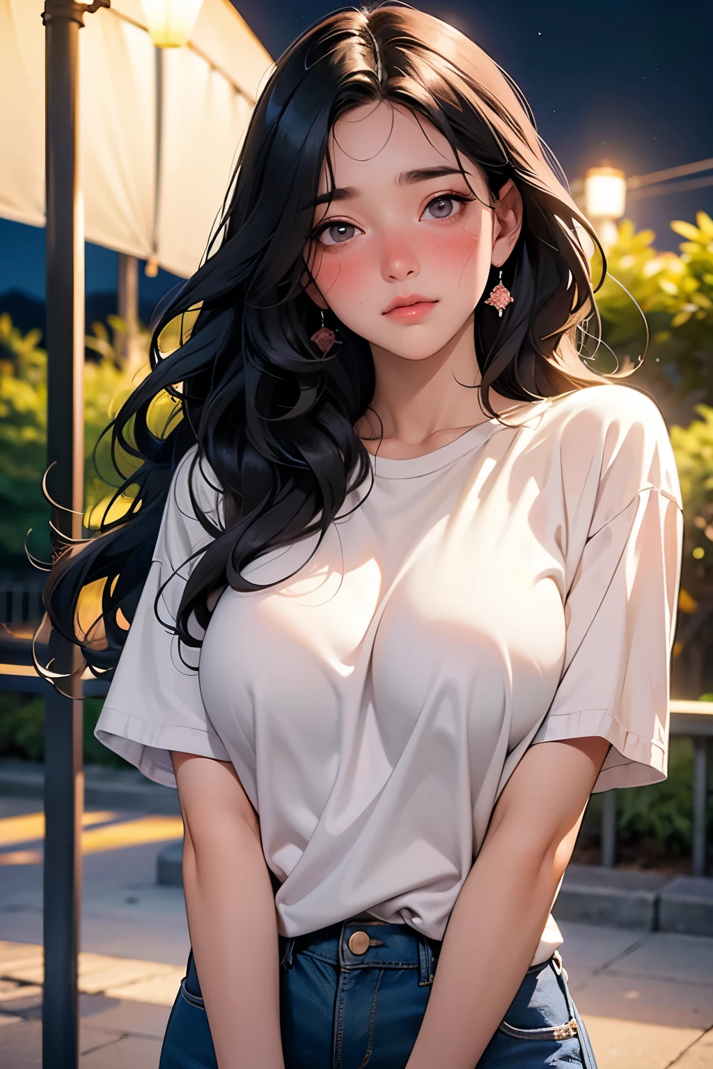 Ayolf, olhos vermelhos, cabelo preto, Cabelo longo, rabo de cavalo, lindo, lindo woman, corpo perfeito, Seios perfeitos, em uma camisa branca, black cardigan, Jeans longos, Bolsa, use the watch, usando brincos, em aula, No campus, Universidade, Quadro de giz, Olhando para o visualizador, Um leve sorriso, realismo, mesa, couro texturizado, super detalhado, alto detalhamento, alta qualidade, melhor qualidade, 1080p, 16K、(((Menina sendo fotografada com smartphone、Photo through smartphone camera)))