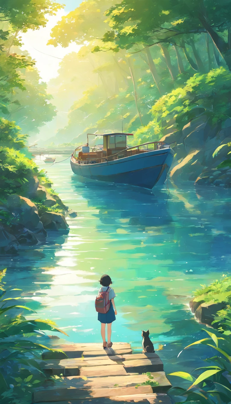 The road outside my home turns into a river,There's a boat up there. Max climbs aboard.,He walked away and stayed on the river for a long time. Our days became days.,The days turned into years and the rivers turned into seas. Max came to one of the islands. The last island I thought I'd stop there.
