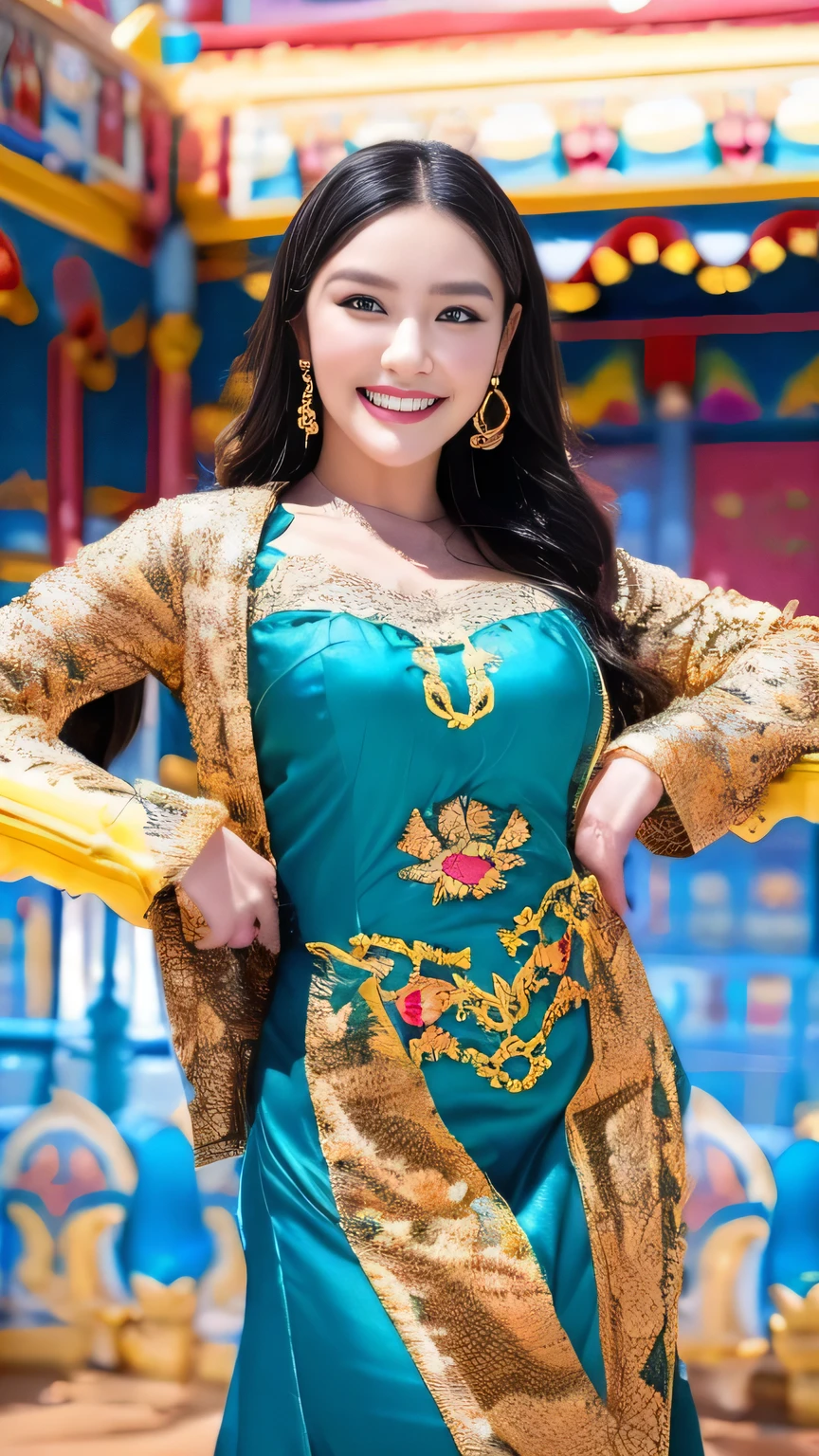 Super detailed、8K、beautiful、Fantasy、(RAW Photos、highest quality)、(masterpiece)、(highest quality: 1.2)、Disorganized、Intricate details、(Real、Photorealistic:1.3)、Sharp Focus、(Soft Light)、(Ambient Lighting)、1girl、Beautiful and stylish woman、Colorful and refreshing、Cowboy Shot、Beautiful teeth、Beautiful teeth alignment、
Innovative fashion style、Clothes in a variety of colors and bright patterns、The background is an inorganic intersection of a large city、Extraordinary dynamic poses、Dynamic movement and expression、Light and shadow、Costume details、Refreshing and avant-garde、Vibrant and colorful colors、Photos that evoke visual stimulation and beautiful sensations、Photos that excite and amaze the viewer、Alluring、sexy、Eros、Beautiful Face、Detailed face、Perfect proportions、Big Tits、Narrow waist、Crotch gap、sexy thighs、