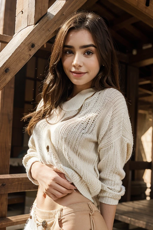 Lily Collins showing her perfect hairy vagina and smiling