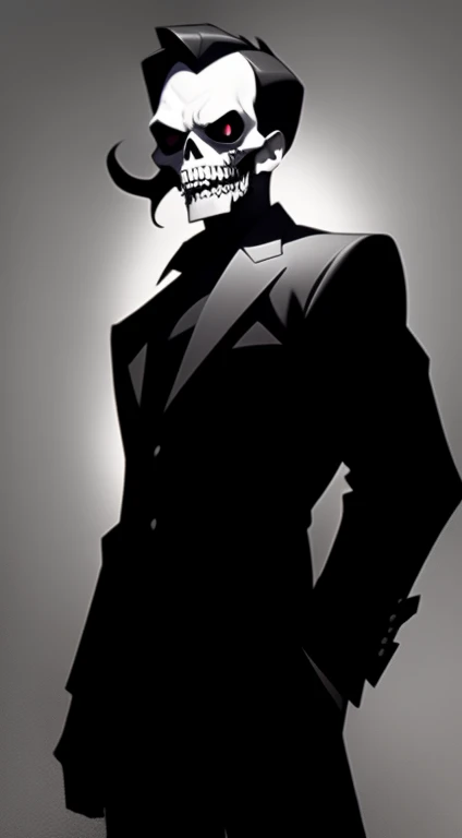 Undead gangster, deformed body, Alan Canapa art style, detailed, Noir et blanc, monochrome, looking at viewer, evil grin