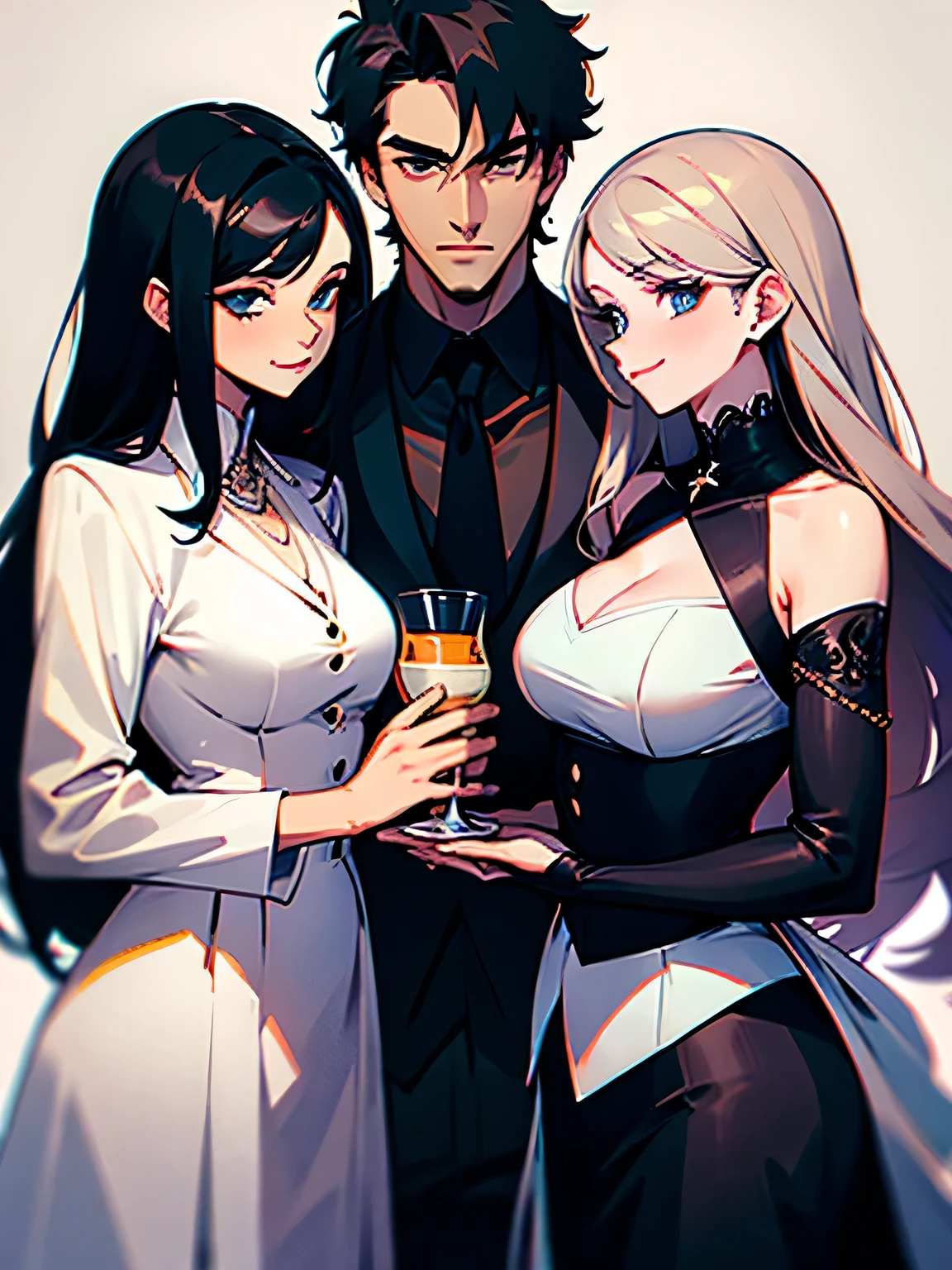 Handsome man and two beautiful women