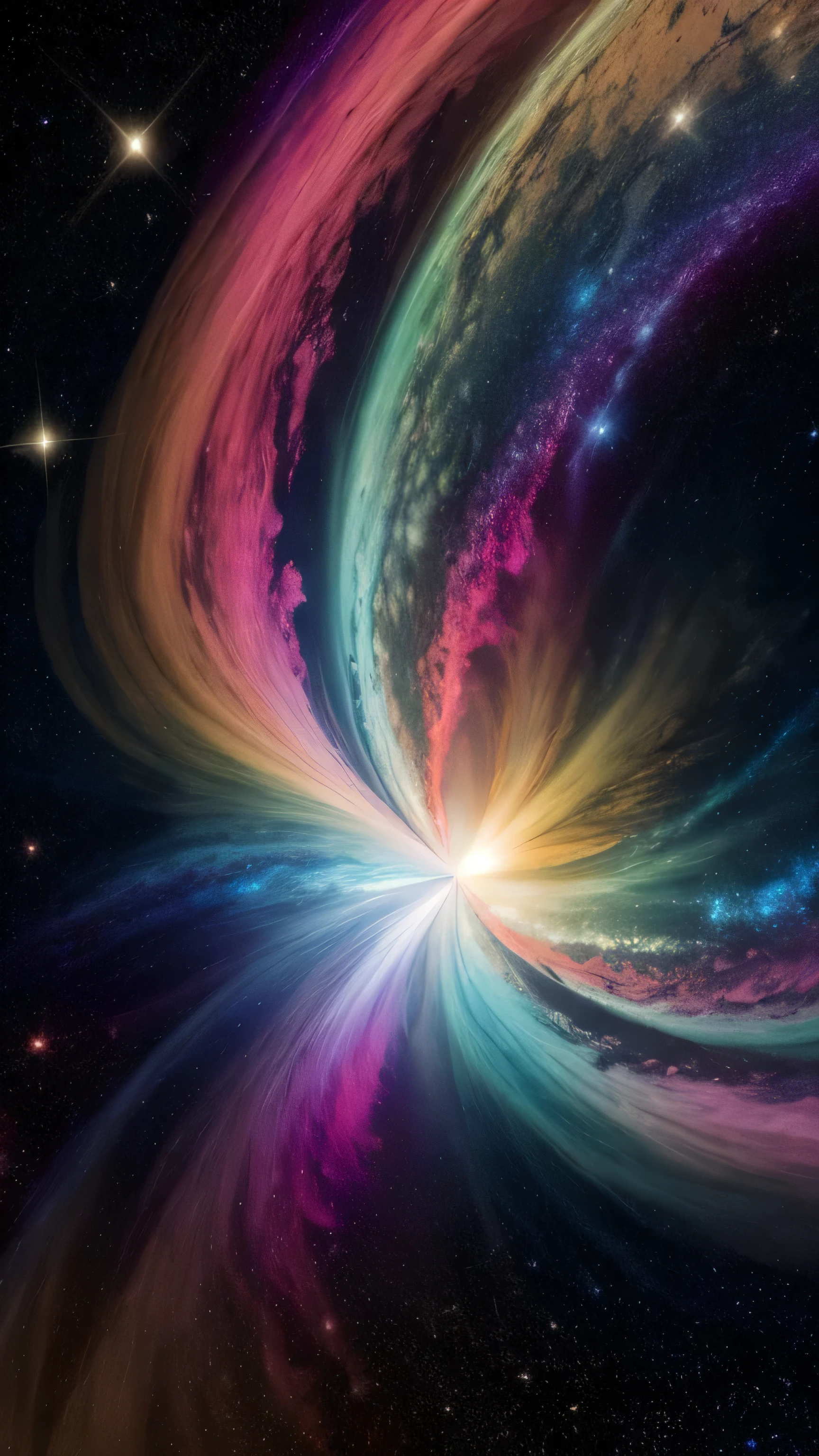 Hyper Vibrant Nebulae Octans by_Mappa Spacious Starry_sky Borealis ((🎈Sunset epic sunshine parabolic sunrise Rain_Color Colorful_liquid_on_naked_body:1.3 Colorful_body Colorful_ink_on_hair:1.2 Rainbow Abundant_colorful_liquids White_liquid fullbodye wet_Color_liquid)) In the vast expanse of the cosmos, a breathtaking image unfolds before your eyes. In the heart of a starry galaxy, vibrant nebula dance and swirl, their ethereal colors blending and intertwining. The scene is a symphony of cosmic beauty, with tendrils of interstellar dust and gas reaching out into the void. The stars shine with an otherworldly brilliance, illuminating the cosmic tapestry that stretches across the vastness of space. It is a visual feast for the senses, an awe-inspiring glimpse into the wonders of the universe. BREAK,Detailed,Realistic, highly detailed digital art,octane render, bioluminescent, BREAK,by Mappa studios,masterpiece,best quality,official art,illustration,ligne claire,(cool_color),perfect composition,absurdres, fantasy,focused,rule of thirds masterpiece meticulously intricate 🎠deep path equirectangular🎡 eiffel ultra_high-details extreme improved ultra_high-quality ultra_high-res ultra_photo-realistic optimal ultra_sharpness perfection accurate volumetric SunLight Lightning_contrast global_illumination cgi vfx sfx reflex Octane_rendered ultra_high-def UHD XT3 DSLR HDR romm rgb pbr 3dcg fxaa blu-ray vivid colors-coded anti-aliasing fkaa txaa rtx ssao opengl-shaders glsl-shaders post-processing post-production cell-shading tone-mapping ❤luminescence 😘glow 👩Heart hearth Crystalline butterfly earth invoke monarch magic fleuraison monster monstrous creature sundrop slide onyx summon transparent ruby Earth hearth bloom flash Tourmaline opal strange glow hole reflection varies multi etc. --s 1000 --c 20 --q 20 --chaos 100