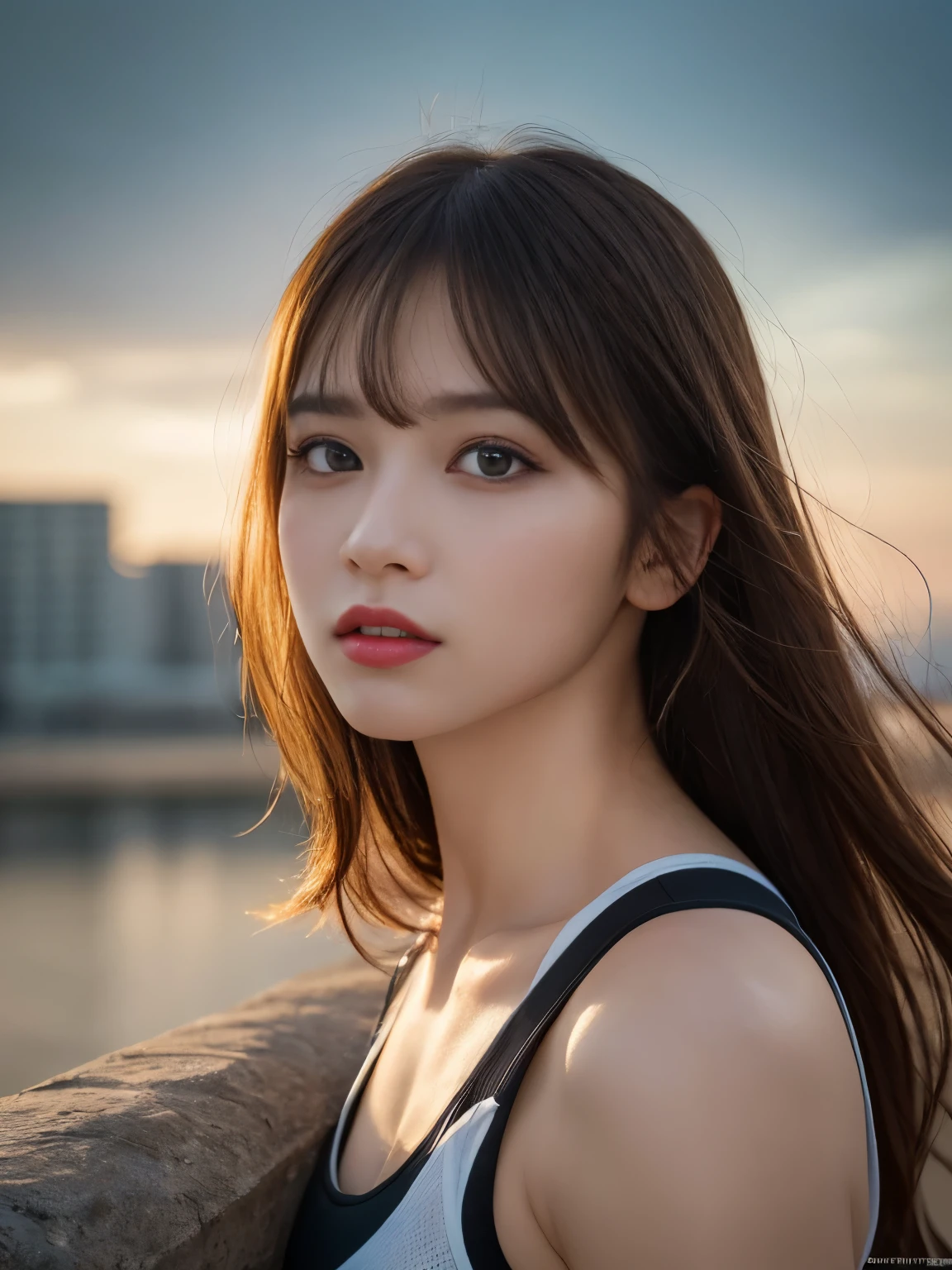 Solo, 1girl in, masutepiece, Best Quality, ighly detailed, Cinematic lighting, intricate detailes, hight resolution, Official art, Dense beautiful face and eyes, High resolution illustration, 8K, Dark intense shadows, Overexposure, [Blonde hair/Brown hair], Single braid, Blue eyes, smug, sit a chair, Upper body, Large breasts, whiteshirt, Yellow suspenders, Boken_stack, Library, ((vine)), Rose, Looking at the viewer