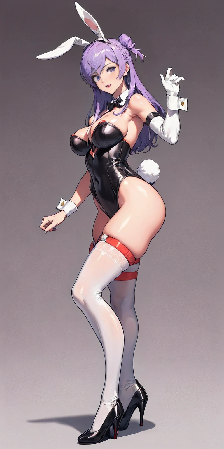 (Masterpiece, plain background:1.2) 1sologirl standing straightforward symmetrical wearing whitish playboy bunny outfit, whitish high heels 👠 whitish hair, whitish stockings, whitish sleeves, whitish fluffy bunny ears, 😍 👌 😀 ✨️ ♥️ ❤️pupils eyes symbol