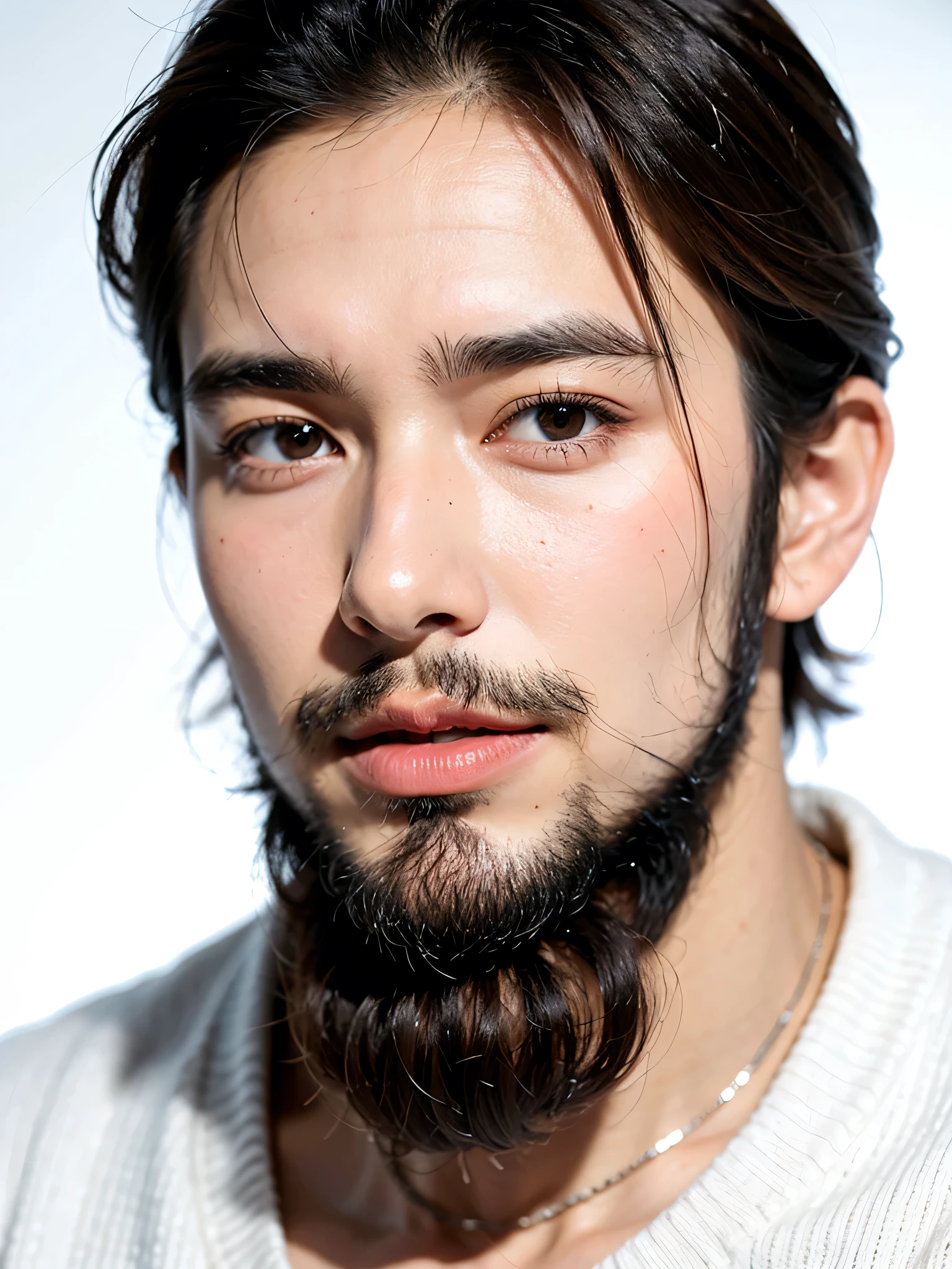 1boy,handsome male,face,beard,white background,