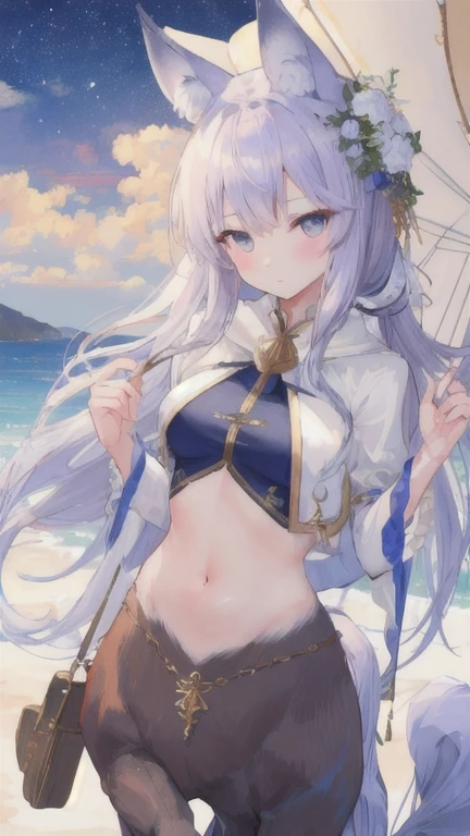 (best quality, masterpiece), 1 girl, centaur, It takes, navel, 아름다운 소녀 perfect wolf photo, perfect wolf photo