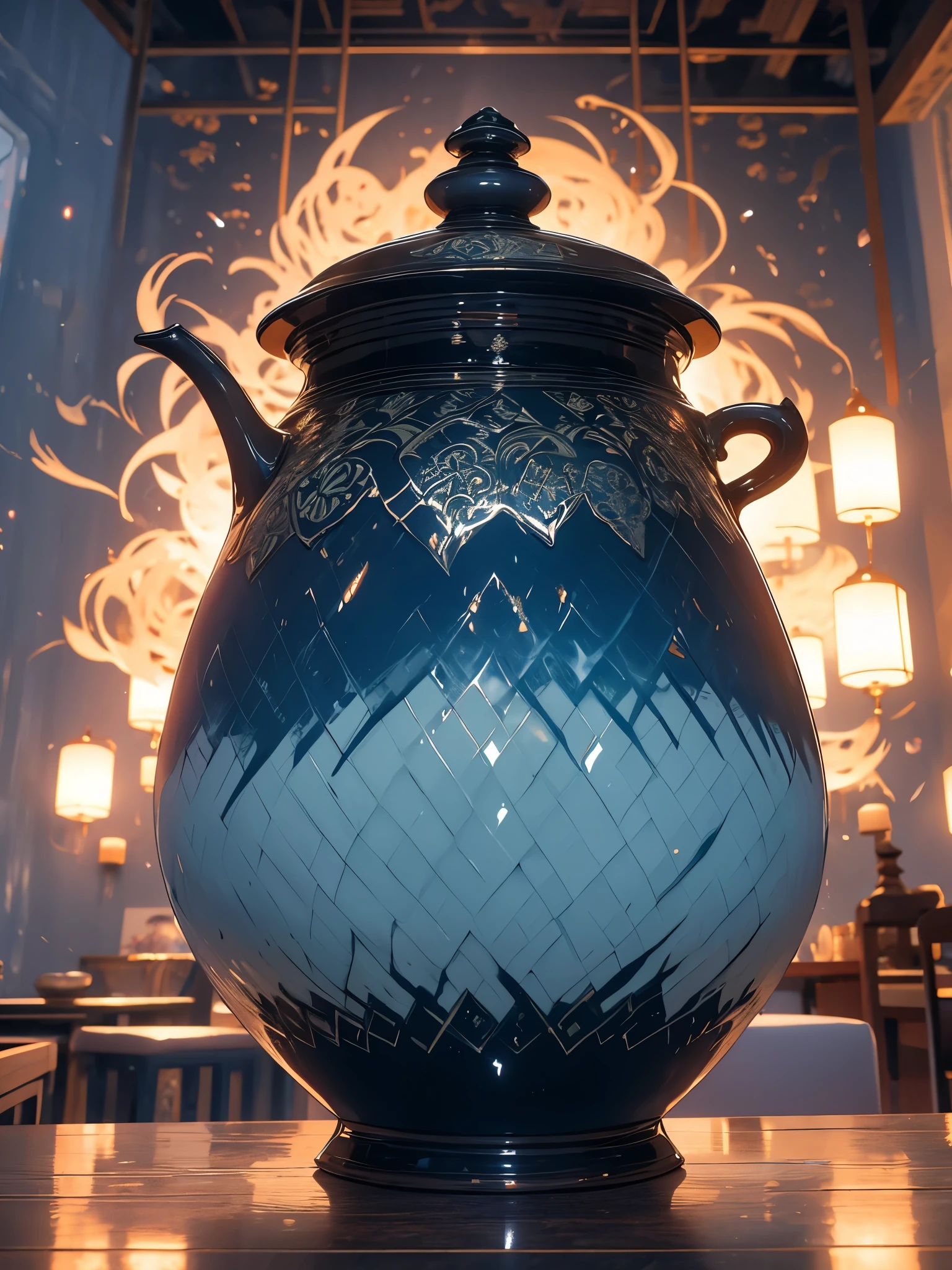 On the bowl is placed a bule, inspired by Sesshū Toyō, chaleira, large black chaleira on the hearth, bule, bule, bule, beautiful porcelain tea set, bule: 1, inspirado em Renzheng Doben, inspirado no imperador Xuande, ceramics, smooth glazed ceramics