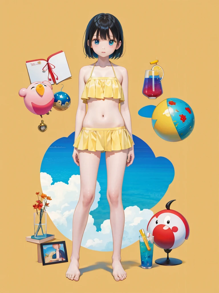 1girl、highest quality、Masterpiece、Official Art、Award-winning works、Standing in front of the viewer、vtuber-fullbody、Simple bikini、barefoot、short hair、1girl、highest quality、Masterpiece、Official Art、Award-winning works、Standing in front of the viewer、vtuber-fullbody、Simple bikini、barefoot、short hair、