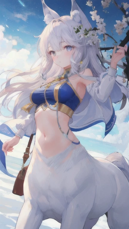 (best quality, masterpiece), 1 girl, centaur, It takes, navel, 아름다운 소녀 perfect wolf photo, perfect wolf photo
