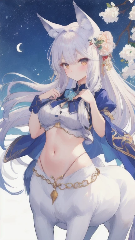 (best quality, masterpiece), 1 girl, centaur, It takes, navel, 아름다운 소녀 perfect wolf photo, perfect wolf photo