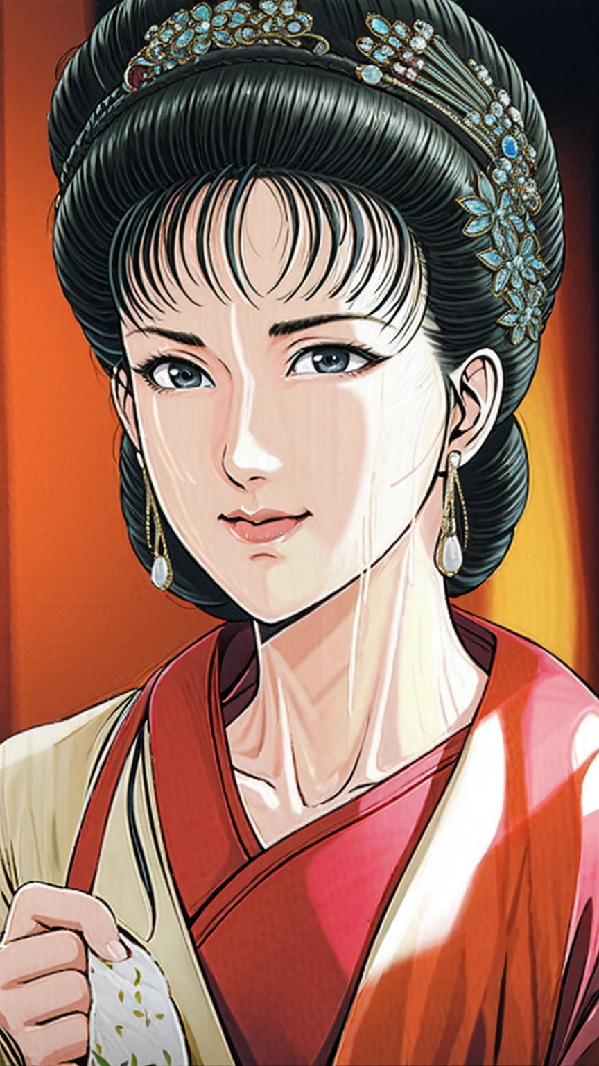 (best quality), (very aesthetic), (ultra-detailed), (best illustration),(a mature female),(perfect face),Suikoden,Mrs. Lin,(NSFW),((full_body)),((full_nude)),((Are crying)),Hands covering mouth,Pregnancy discovery,red cheek,sweating,skinny,flushed skin,hairly pussy,There is white semen all over the body,There is white semen on the lips,chinese traditional bed room,