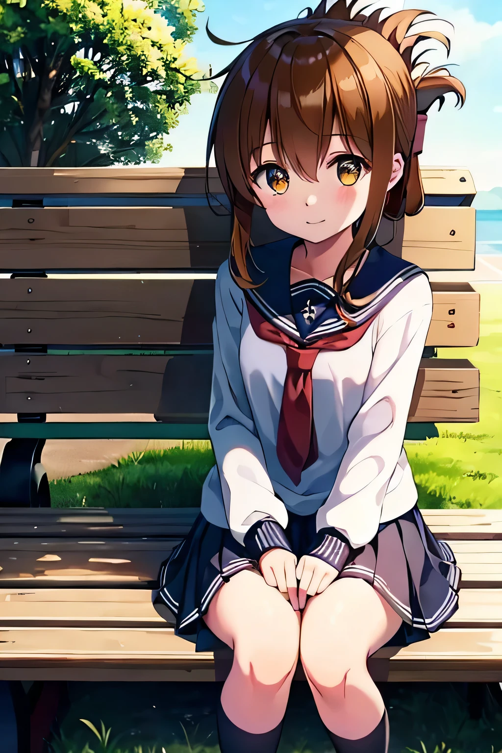 Tabletop, highest quality, 8k_wallpaper, (beautiful eye), ((cute)), cute, (Lovely), (Tennis court on a sunny day),1 girl,,1 ,Stand next to the car,smile,Face close-up、Portraiture(((Tennis court)))(((Tennis Wear)))(((Sit on a bench and relax))),(masterpiece, highest quality:1.2),figure,8k,High resolution,One girl,alone,Upper Body,(Portraiture:1.2),Brown_hair,Folded_ponytail,Brown_eye,serafuku,length_hair,School_uniform,skirt,Pleats_skirt,