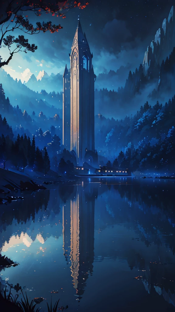 "(best quality,4k,8k,highres,masterpiece:1.2),realistic,ultra-detailed,landscape,black,dark blue,red,white,paintings:1.1,oil paintings,contrast,shadow,impressionism,dreamlike,moonlight,highlights,texture,serene,calm,harmony,breathtaking,subtle color transitions,soft brushstrokes,magical atmosphere,ethereal,mystical,tranquility,reflection,stillness"