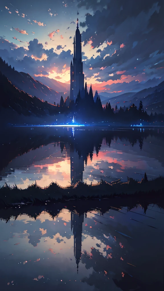 "(best quality,4k,8k,highres,masterpiece:1.2),realistic,ultra-detailed,landscape,black,dark blue,red,white,paintings:1.1,oil paintings,contrast,shadow,impressionism,dreamlike,moonlight,highlights,texture,serene,calm,harmony,breathtaking,subtle color transitions,soft brushstrokes,magical atmosphere,ethereal,mystical,tranquility,reflection,stillness"