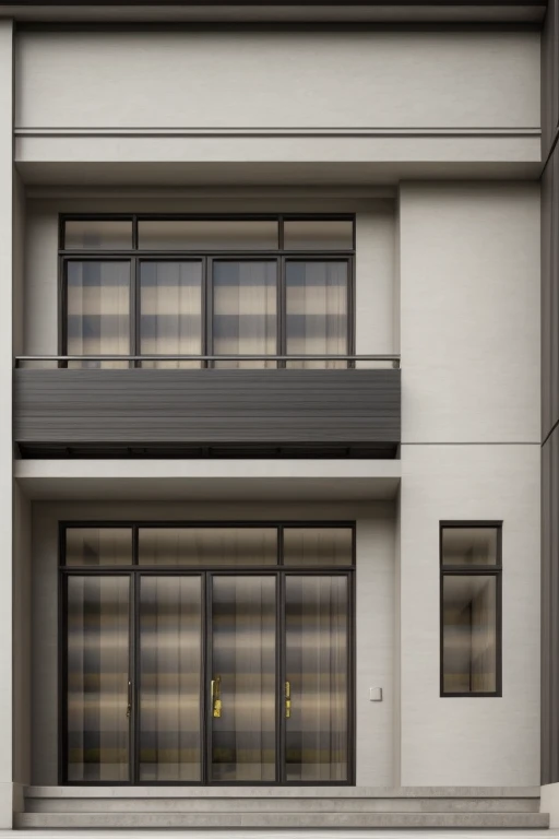 exterior house:, townhouse, neo classic detail:1.2, Raw photo,Masterpiece, high quality, best quality, authentic, super detail, exterior, outdoors, house style modern on the street,pavement, grass, trees, sky, cloud, (day:1.1), glass railing