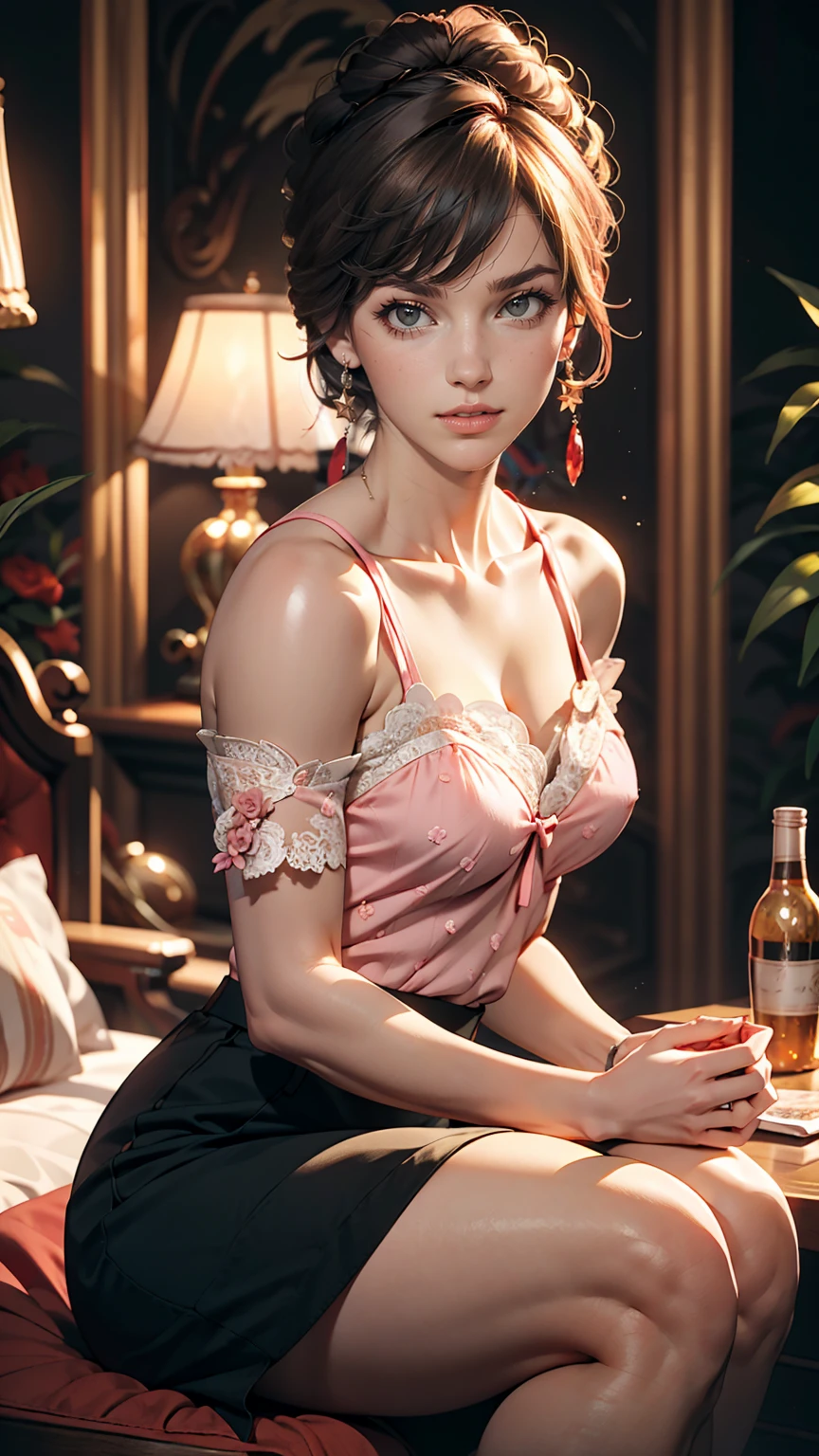 A lovely and sweet Chinese woman, Delicate and sexy collarbone, Attractive goose face, double eyelid, Clever pink eyes, Pink Lips, small, upturned nose, Exposing shoulders, Plump butt, Beautiful long legs, Concentrated face, Face close-up, Ultra HD, Super detailed, Full body photo, Ultra-thin, optimal light transmission ratio, 4 fingers and 1 thumb, Horse face skirt