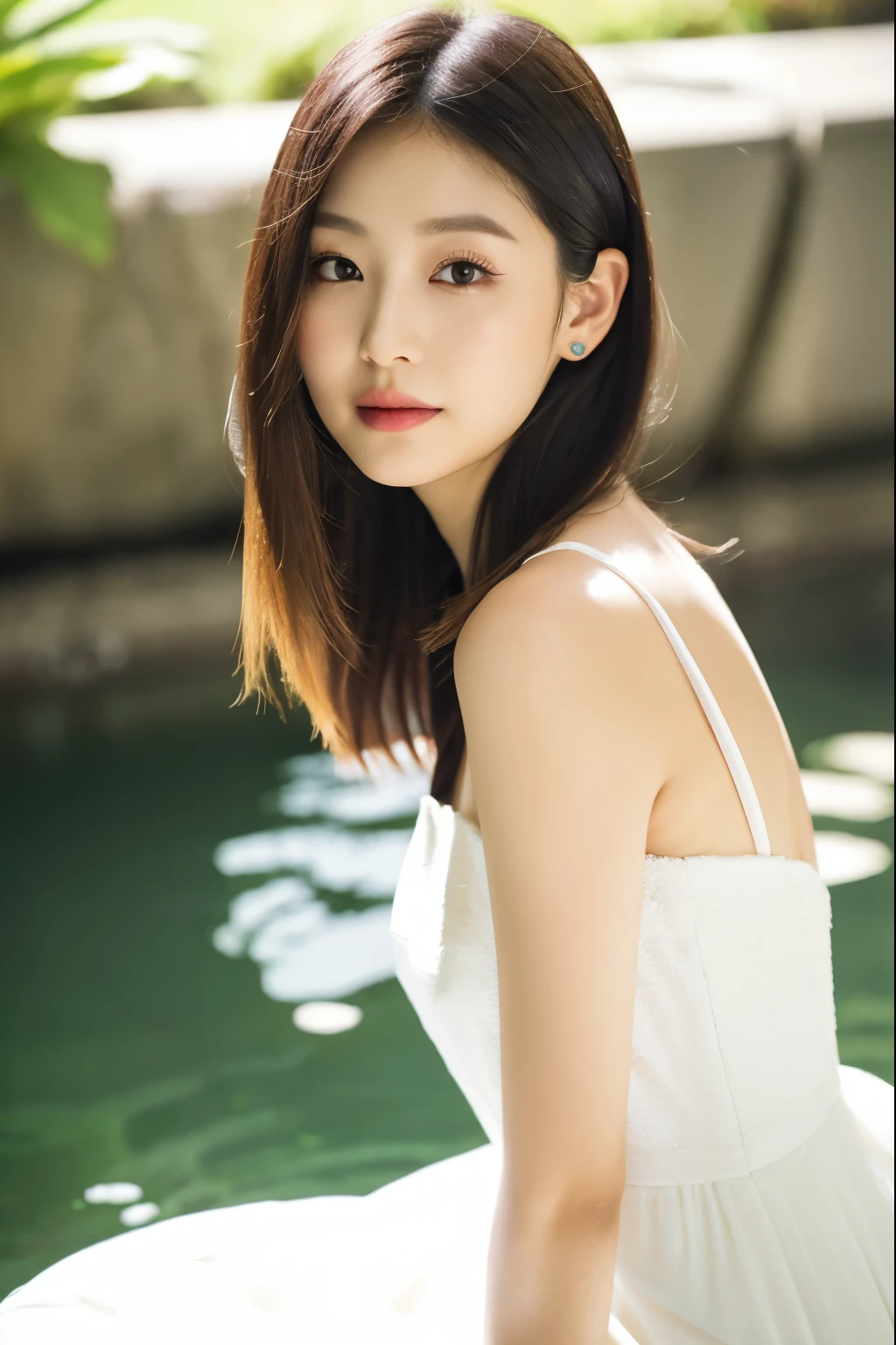 araffe woman in a white dress posing for a picture, chiho, Yoshitomo Nara, lalisa manobal, jinyoung shin, dilraba dilmurat, portrait of jossi of blackpink, shiori teshirogi, sakimichan, heonhwa choe, official artwork, jaeyeon nam