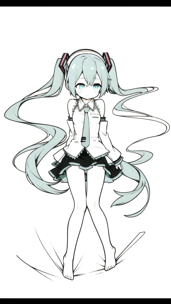 best quality, chibi, 1 girl, miku, Hatsune Miku, (full body), Pure white background,Vivid,clearly,sad face,Are crying,Lying on the ground