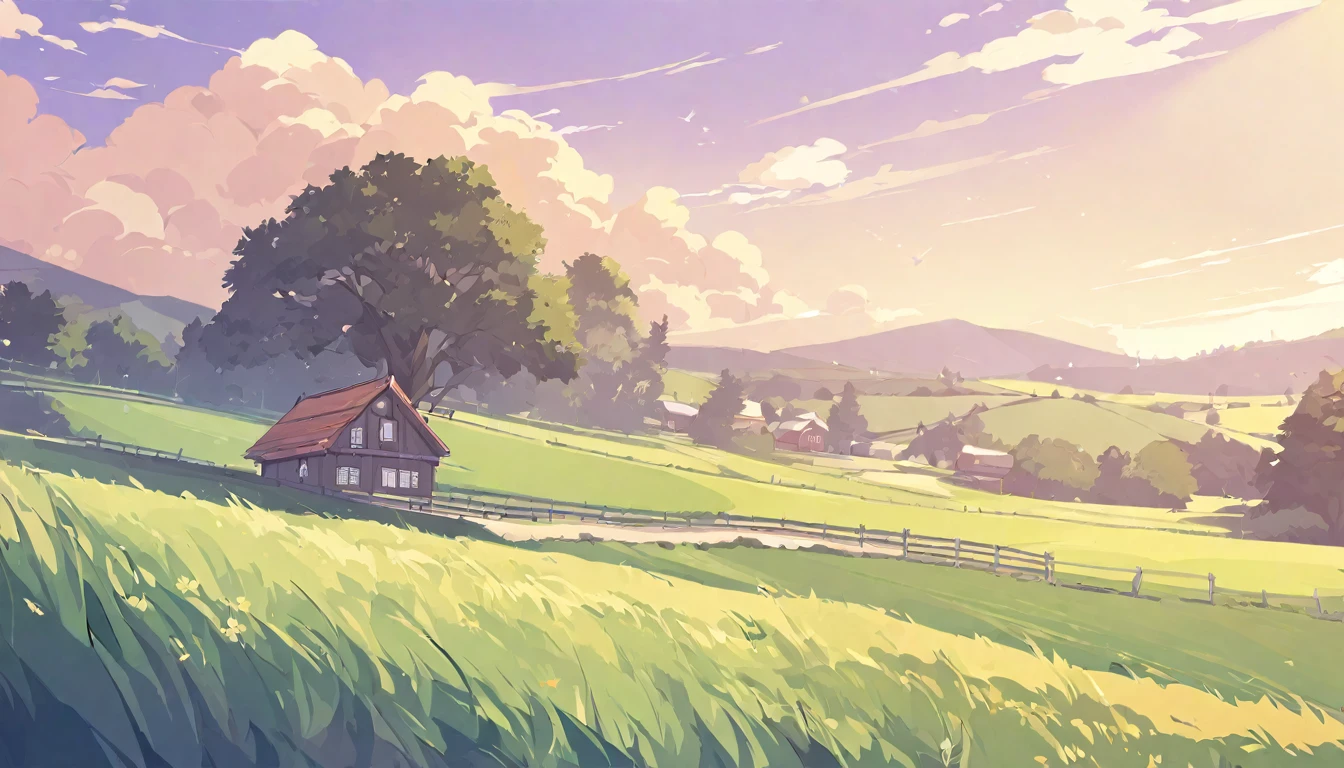 Summer rural landscape illustration