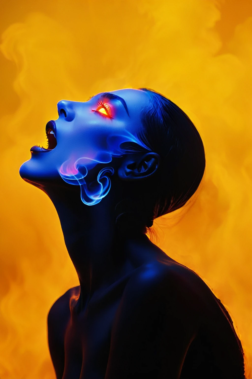 A girl with a body made of lava, featuring a Dracula Orchid pattern. (best quality, ultra-detailed), (realistic), vibrant colors, intense lighting, lava-like texture, hauntingly beautiful composition, surreal atmosphere, contrasting dark shadows, mesmerizing glow, detailed facial features, flowing lava tendrils, fiery eyes, ethereal presence, intricate floral patterns, mysterious aura." lava lady, street fighter style, 1girl, incredibly detailed, hyper realistic, highly detailed, incredibly sharp focus, cinematic lighting, volumetric lighting, dynamic pose, intense expression, rippling magma skin, molten rock body, glowing eyes, fire energy, dramatic smoke effects, neon cyberpunk city background, vibrant colors, cinematic camera angle