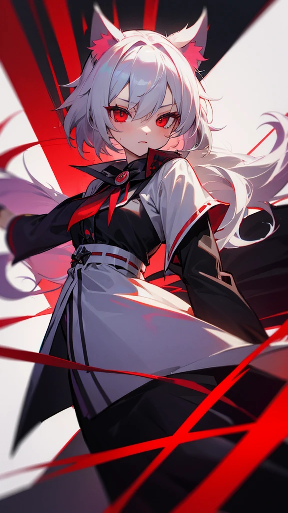 Highest quality I have long hair Gray Hair Sagume Rare God Red eyes I don't have anything vampire Odd Eye kind Miko costume Cat ear modern style