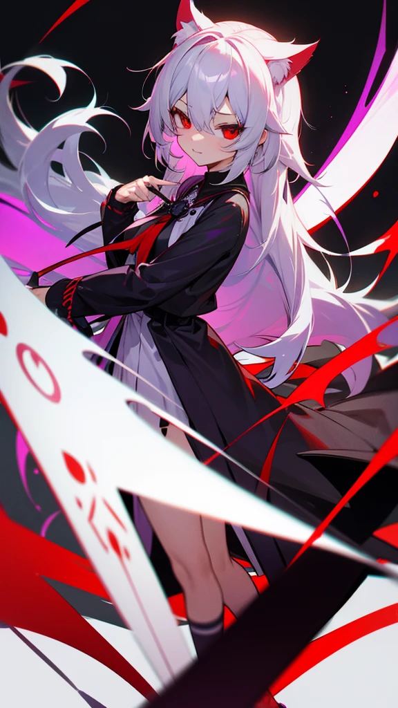 Highest quality I have long hair Gray Hair Sagume Rare God Red eyes I don't have anything vampire Odd Eye kind Miko costume Cat ear modern style