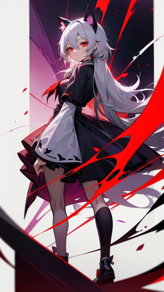 Highest quality I have long hair Gray Hair Sagume Rare God Red eyes I don't have anything vampire Odd Eye kind Miko costume Cat ear modern style Unfriendly