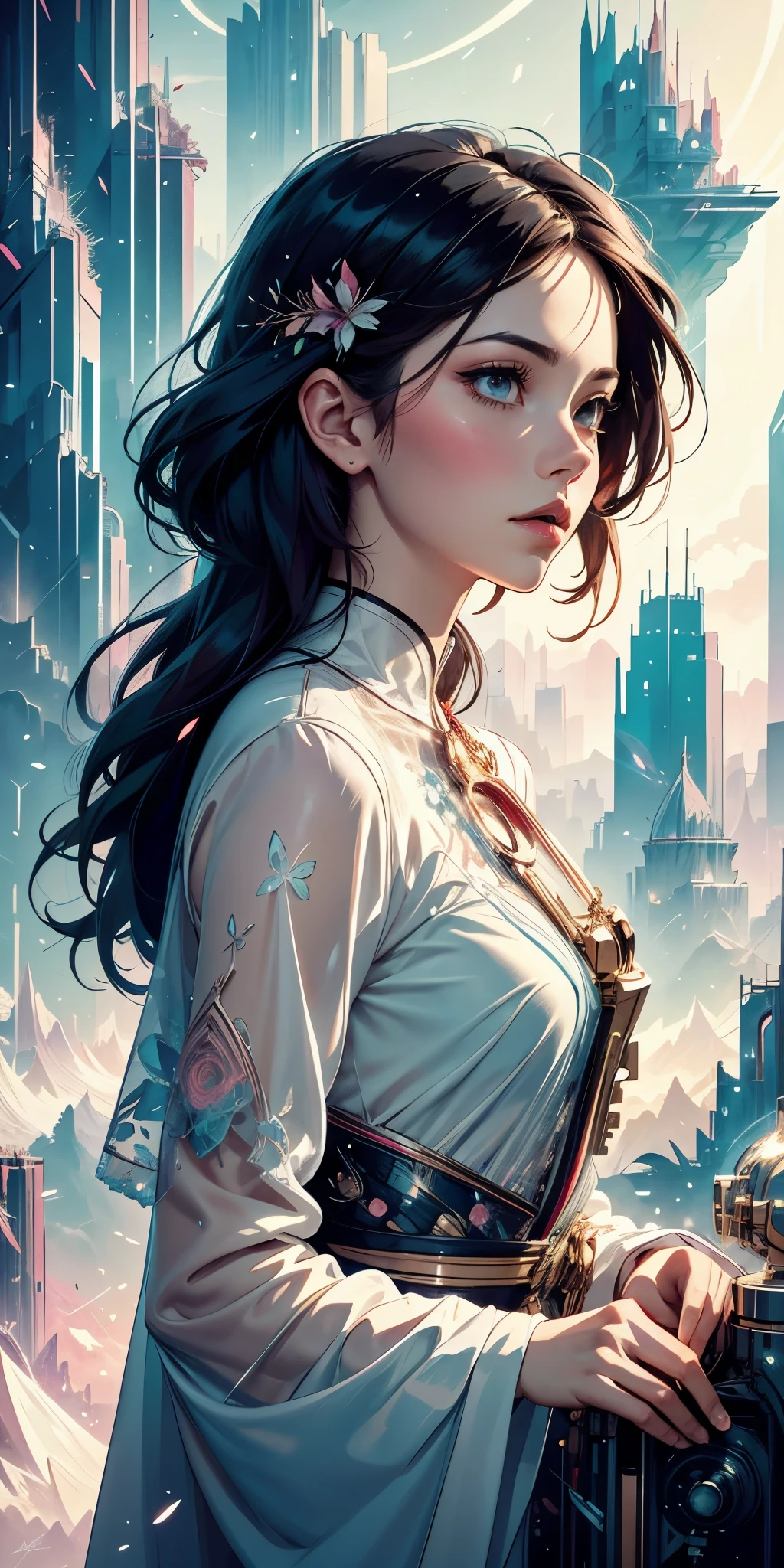 pace girl| standing alone on hill| centered| detailed gorgeous face| anime style| key visual| intricate detail| highly detailed| breathtaking| vibrant| panoramic| cinematic| Carne Griffiths| Conrad Roset| ghibli